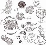 Knitting Vector Outline Fun Set sketch template