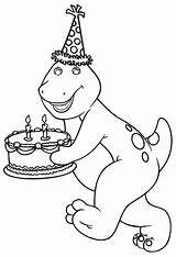 Barney Coloring Birthday Cake Printable Colouring Cartoon Popular Tocolor sketch template