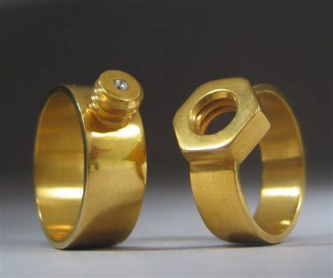 nut and bolt wedding bands unusual wedding rings