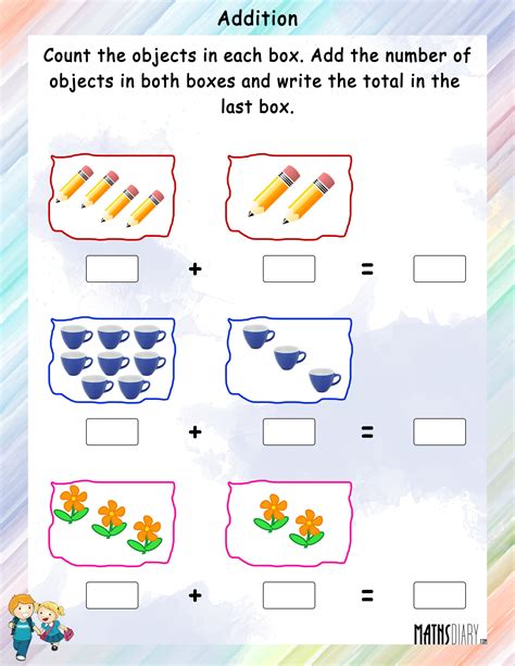 addition  objects math worksheets mathsdiarycom