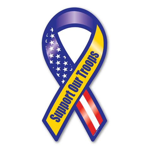 support  troops blue yellow ribbon magnet magnet america