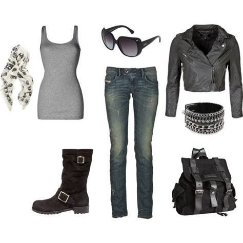 Black And Grey Biker Chick Style Hardcore And Cute The