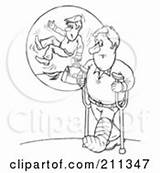 Crutches Cartoon Woman Determined Running Poster Print sketch template