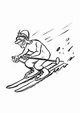 Downhill Coloring Skiing sketch template