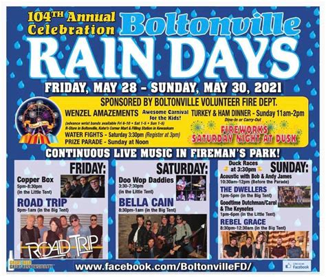 104th annual boltonville rain days is may 28 may 30 2021