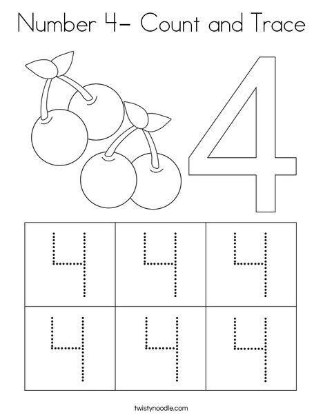 number  count  trace coloring page twisty noodle