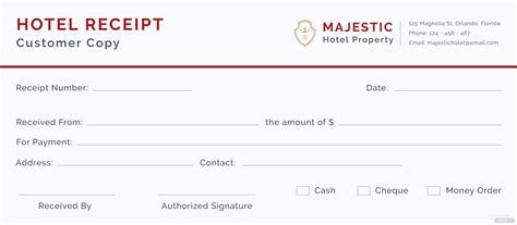 hotel receipt template  adobe illustrator microsoft word excel