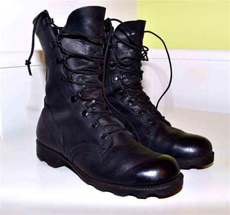 black leather military combat boots perfectly distressed