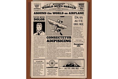 newspaper vintage newsprint vector template