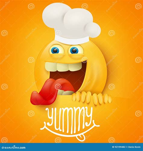 funny emoticon cartoon character  chef hat stock illustration