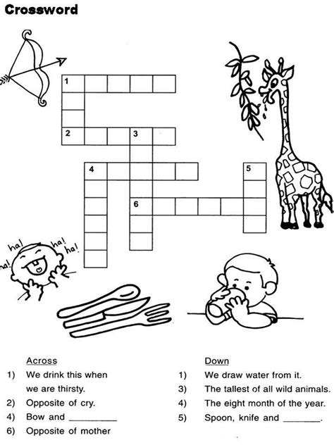 easy printable crossword puzzles easy kids crossword