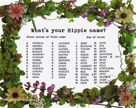 What S Your Hippie Name Avec Images Quizz Générateur De Nom Humour