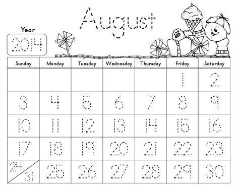 traceable monthly calendars      kid friendly kids