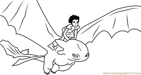 hiccup horrendous flying  toothless coloring page