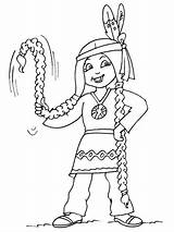 Indienne Indien Indianen Filles Gulli Coloriages Personnages Thème Native Maternelle Lezen Thema Indiaan Unis Indisch sketch template