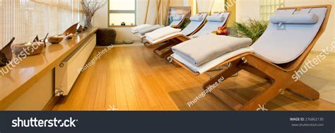panorama  loungers  cozy spa room stock photo  shutterstock