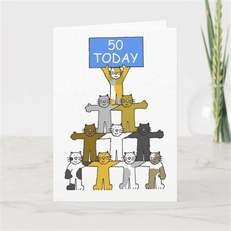 50th Birthday Cute Cartoon Cats Card Birthday Cartoon