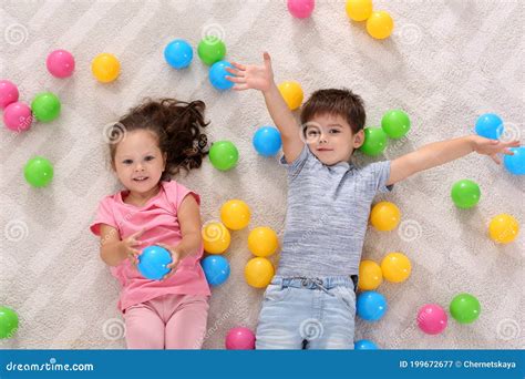 cute  children  toys  floor indoors top view stock image
