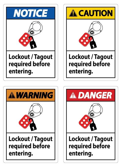 warning sign lockout tagout required  entering  vector