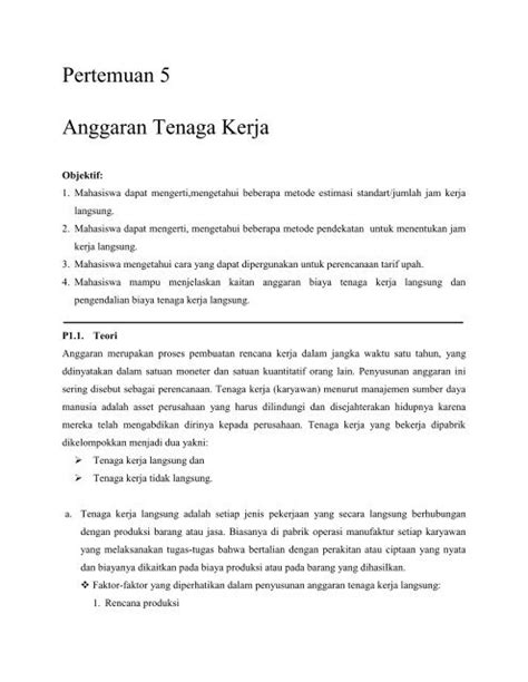 Contoh Soal Dan Jawaban Anggaran Tenaga Kerja Jawaban Buku