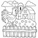 Ferme Fence Grange Colorier Coq Pigeon Tracteur Gorilla Granja Preschoolcrafts Adulte Savoir sketch template