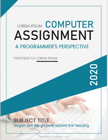 computer assignment cover page sample ms word cover page templates