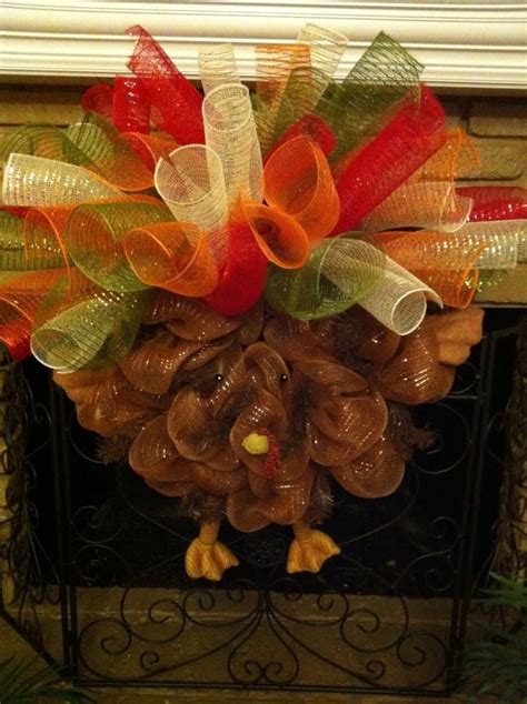 turkey wreath turkey wreath holiday ideas thanksgiving mesh