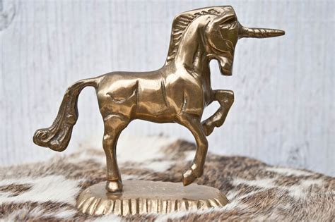 brass unicorn vintage unicorn figurine home decor  etsy