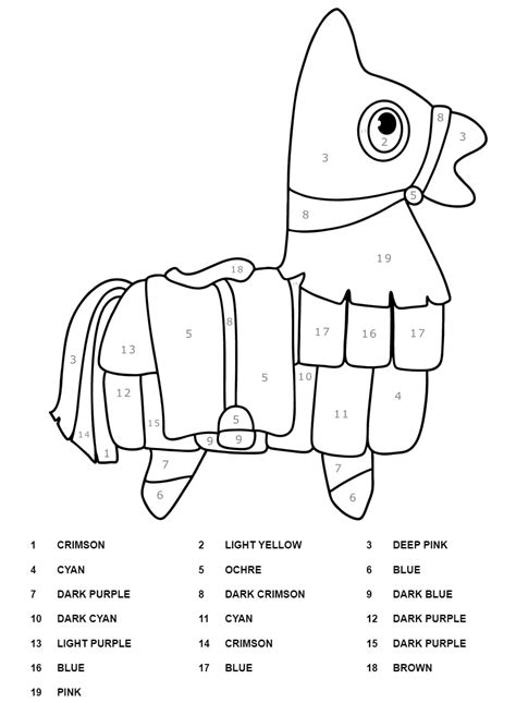 fortnite color  number  printable coloring pages  kids