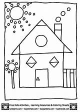 Coloring Shape Shapes Pages Math Printable House Preschool Sheet Worksheets Color Kindergarten Worksheet Clipart School Easy Sheets Kids Numbers Houses sketch template