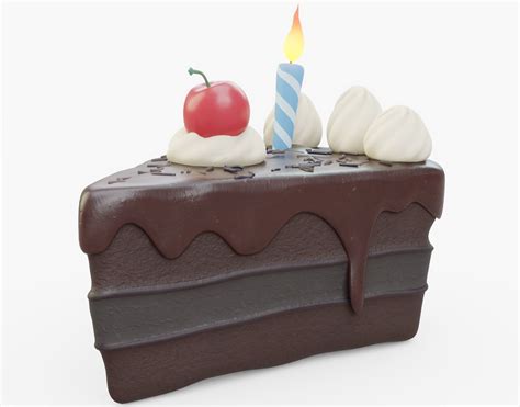 3d Chocolate Birthday Cake Slice Cgtrader