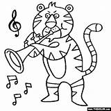 Coloring Pages Trumpet Tiger Musical Instruments Kids Music Thecolor Instrument Color Trumpets Heart Colouring Sheets Violin Popular Notes Crafts Bunny sketch template