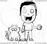 Cat Boy Clipart Cartoon Feeding Happy His Coloring Cory Thoman Outlined Vector 2021 sketch template