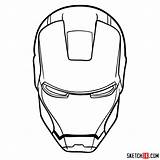 Iron Man Mask Draw Drawing Step Easy Sketchok sketch template