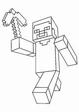 Minecraft Coloring Steve Pages Printable Characters Print sketch template