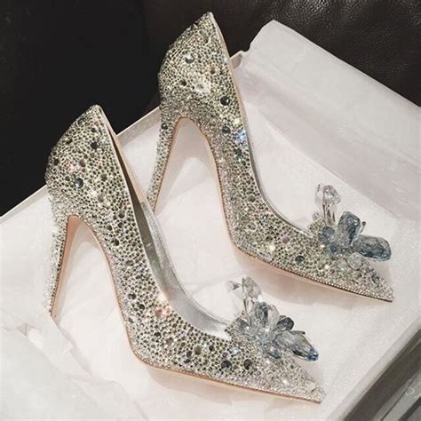 fashion week celebrity top grade cinderella crystal shoes bridal rhinestone wedding shoes