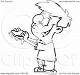 Boy Happy Sandwich Jam Cartoon Clipart Messy Toonaday Coloring Outlined Vector 2021 sketch template