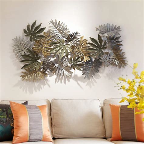 modern leaf wall decor unique iron hanging metal art  etsy