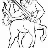 Centaur Coloring Mythology Greek Sword Sharp Knight sketch template