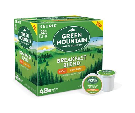 green mountain coffee roasters breakfast blend decaf keurig  cup pods light roast coffee