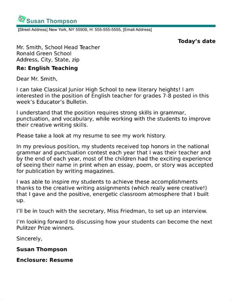 cover letter  job application   teacher  kickresume