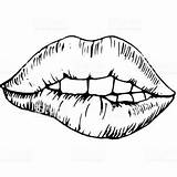Lips Outline Drawing Lip Biting Clipartmag Reference Color sketch template