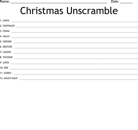 christmas unscramble wordmint
