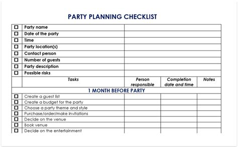 party planning checklist template bankhomecom