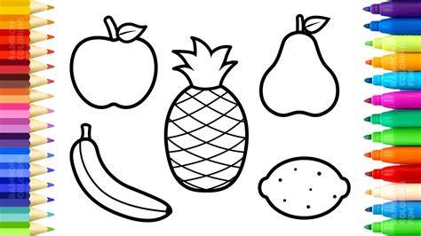 fruits coloring pages   draw  paint sweet fruits art colours  kids youtube