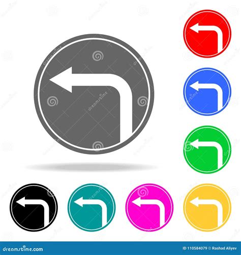 turn left  sign icon elements  multi colored icons  mobile