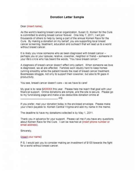 write  letter   donations template business