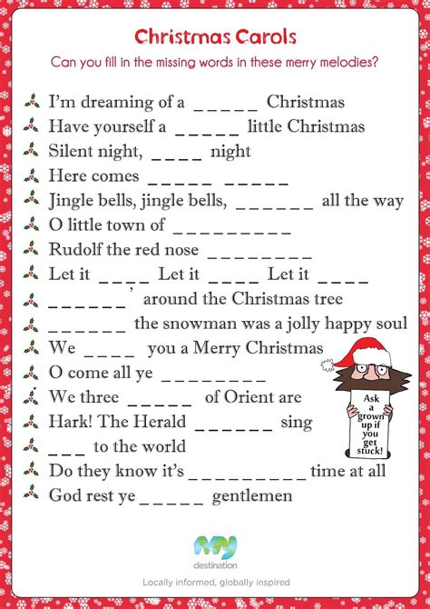 finish  christmas song lyrics game printable printable word searches