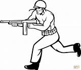 Soldier Gun Coloring Drawing Pages Soldiers Running Tommy Army Ww2 Cartoon Printable Guns Drawings Easy Military Simple Color Water Print sketch template