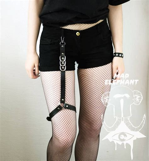 womens leather leg garters thigh bondage harness belts etsy